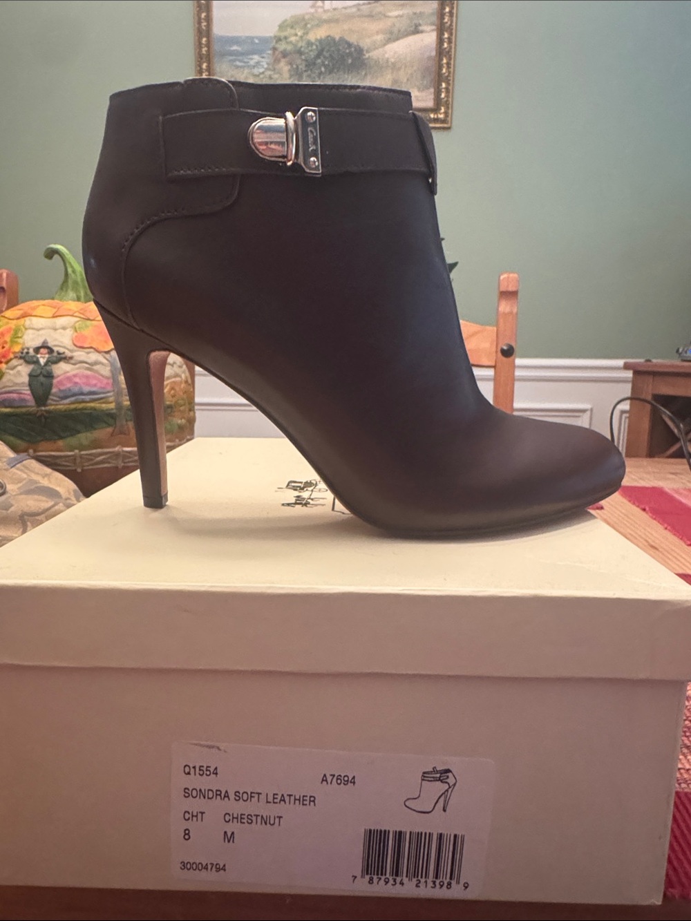 Coach Chestnut Leather Ankle Boot with Buckle